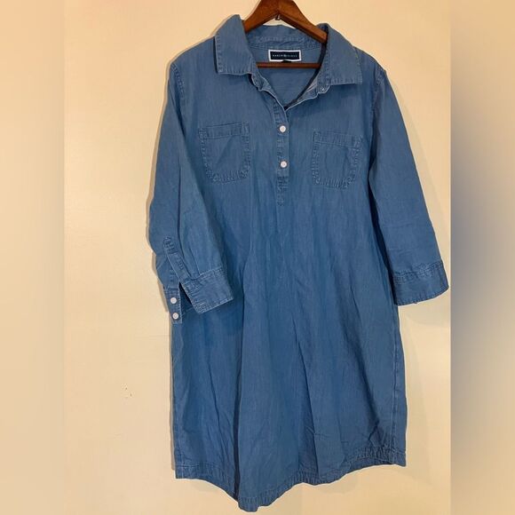 Karen Scott Dresses & Skirts - Karen Scott 3/4 sleeve, jean mini dress, excellent condition, size medium